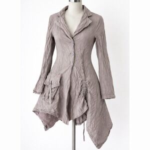 Lauren Vidal Womens Lagenlook Jacket S Cotton Asymmetrical Art to Wear Utility
